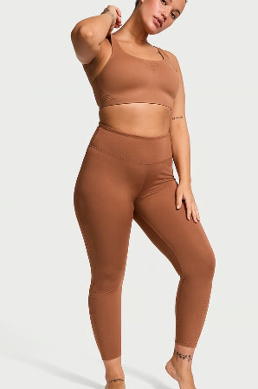 Victoria Secret Essential High Rise 7/8 Legging Perforated Caramel XL Short NWOT